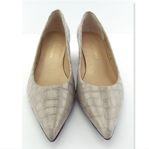 New STUART WEITZMAN Alligator Block Heel Pumps 6 - Picture 3 of 8